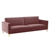 Calisa 3 Seater Velvet Sofa Cum Bed in Pink colour