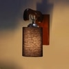 Devansh Solid Wood Electric Wall Light in Brown Colour with Black Shade Count of 1 Light
