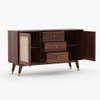 Rattan Sheesham Wood Sideboard In Provincial Teak Finish