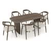 Zen Rectangular Solid Wood 6 Seater Dining Table With 6 Zen Solid Wood Dining Chair (Finish: Danish Walnut, Colour:  San Ripple)