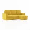 Kowloon Sectional Sofa Cum Bed With Storage In Alphonso Yellow Velvet Colour