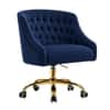 Doe Buck Clemence Modern Blue Tufted Velvet Office Chair