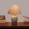 Devansh Conical Beige Jute Shade Lamp With Wood & Mosaic Glass Base For Decoration/Office/Home/Gifting/Study For Decoration/Office/Home/Gifting/Study -(10X10X14.5) Inches -A