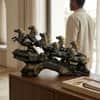 Seven Horse Royal Gallop Horse Sculpture in Matte Black Colour
