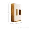 Hexa Red Wooden 4 Door Wardrobe with Hanging Space in Giant Wood and Frosty White Colour