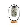 Devansh Multicolor Glass Wooden & Iron  Table Lamp -17 Inch Height  -Ac