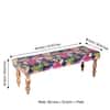 Cairo Sheesham Wood Mid-Century 3 Seater Dining Bench in Fruit Print Blue Kantha