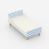 Minimalist Kids Toddler Bed in White and Light Blue Stripes