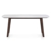 Adria Carrara White Quartz 6 Seater Dining Table In New Walnut Finish