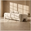Urbanopulence  Wood 3 Seater With Upholstery Non Storage Sofa In White Colour