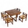 Kingston Sheesham Wood Dining Table Set in Teak Finish