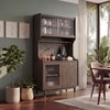 Klint Solid Wood Crockery cum Bar Cabinet in Danish Walnut Finish