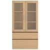 Paloma Large Crockery cum Bookshelf Cabinet with Toughened Glass Shutters and Drawers in Canadian Maple Coffee Walnut Colour