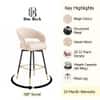 Doe Buck Mixoy Velvet Bar Stool in Emerald Beige Colour with Gold Accents