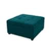 Doe Buck Tufted Storage Ottoman Bench in Mustard Teal Colour Fabric
