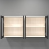 Aluminium Black Profile 4 Fluted Glass Handless Shutters Wall Cabinet In Highland Pine Finish