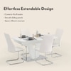 Caribu 4 To 6 Extendable Seater Dining Table With 4 Ingrid Leatherette  Chairs (Finish : White, Chair Colour : White)