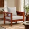 Rangrez Solid Wood 1 Seater Sofa in Honey Oak Finish
