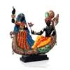 Desert Art Metal Handpainted Couple Boat Showpiece in Multicolour