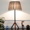 Mizuko Matte Black And Copper Table Lamp With Natural Linen Shade