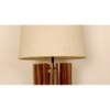 Ventus Brown Wooden Table Lamp with Yellow Printed Fabric Lampshade