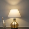 INGRAM Smoke Glass and Metal Table Lamp With White Cotton Shade