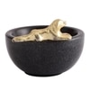 Marble Nut candy  Bowl Brass Dog embedded