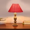 Devansh Pink Jute Table Lamp With  Wood Natural Base (10X18 Inches)-35