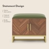Nina 4 Pairs Solid Wood Shoe Cabinet With Seat In Amber Walnut Finish Olive Leatherette