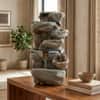 Water Fountain Rustic Stone Cascade Water Fountain in Multicolor Colour