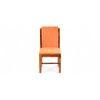Rosslyn wood Dining Chair in Pumpkin Orange Velvet Upholstery with PINE FINISH