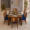 Globally Indian Valerie Solid Sheesham Wood 6 Seater Dining Table Set 6 Chairs Navy Blue