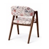 Tashi Solid Wood Dining Chair in Teak Finish & Floral Colour
