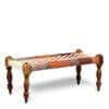 Oakville Sheesham Wood 2 Seater Maachi Bench In Assorted Multi-Colour Chindi & White Rope Canning