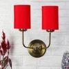 Devansh Metal Electric Wall Light in Gold Colour with Red Shade Count of 2 Lights