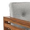 Raymond Wooden Sofa - Teak Finish (Vapour Grey) (Finish : teak; Custom Set - Sofas : 0001; Standard Set - Sofas : none; Sofa Material : fabric; Sofa Size : regular; Sofa Type : regular; Colour : vapour grey)