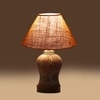 Devansh Conical Beige Jute Shade Lamp With Wood & Mosaic Glass Base For Decoration/Office/Home/Gifting/Study For Decoration/Office/Home/Gifting/Study -(10X10X14.5) Inches -A