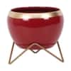 Apple Shape Metal Planter Set Of 2 In Red And Gold Colour