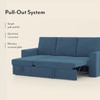 Kowloon Sectional 3 Seater Pull Out  Sofa Cum Bed with Storage in Colonial Blue Colour
