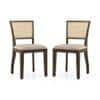 Reed Cane Chair Set Of 2 In Finish Danish Walnut Colour Macadamia Brown Hopsack Weave