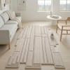 Handmade Wool Shaped Rug Modern Abstract Beige 4 x 6 Feet Carpet