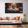 The Castle Decor Buddhism Art Wall Art Set of 5 Wooden Framed Digital Painting 27x48 Inch