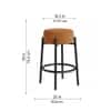 Doe Buck Modern Brown Upholstered Counter Height Bar Stool with Black Metal Frame