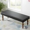 Cairo Sheesham Wood Accent 3 Seater Bench In Black Leatherite