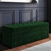 Edin Velvet 2 Seater Upholstered Bench with Storage Green Colour