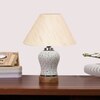 Devansh Conical Off White Cotton Shade Lamp With Wood & Mosaic Glass Base For Decoration/Office/Home/Gifting/Study For Decoration/Office/Home/Gifting/Study -(10X10X14.5) Inches -A