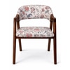 Tashi Solid Wood Dining Chair in Teak Finish & Floral Colour