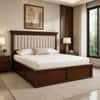Leher Solid Wood Compact Queen Bed Box Storage Provincial Teak Finish Mattress 60 x 72 Inches