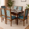 Globally Indian Sheesham Wood 6 Seater Dining Table Set With 6 Solid Wood Upholstered Chairs – In Blue Color