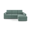 Apollo Fabric Sectional Sofa (Colour : Dusty Turquoise Velvet, Cushion : Soft, Back Type : Regular, Seating Capacity : Left Aligned 3 Seater + Left Aligned Chaise + Ottoman)
